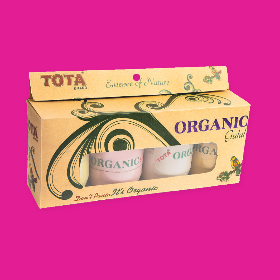 TOTA Organic Gulal Pack | 4 Holi Colours – Green, Pink, Red & Yellow | 125g × 4