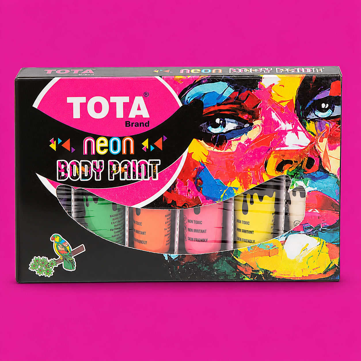 TOTA Neon Body Paint Set | 6 UV Glow Face & Body Paint Tubes | Non-Toxic Holi & Party Makeup (15g × 6)