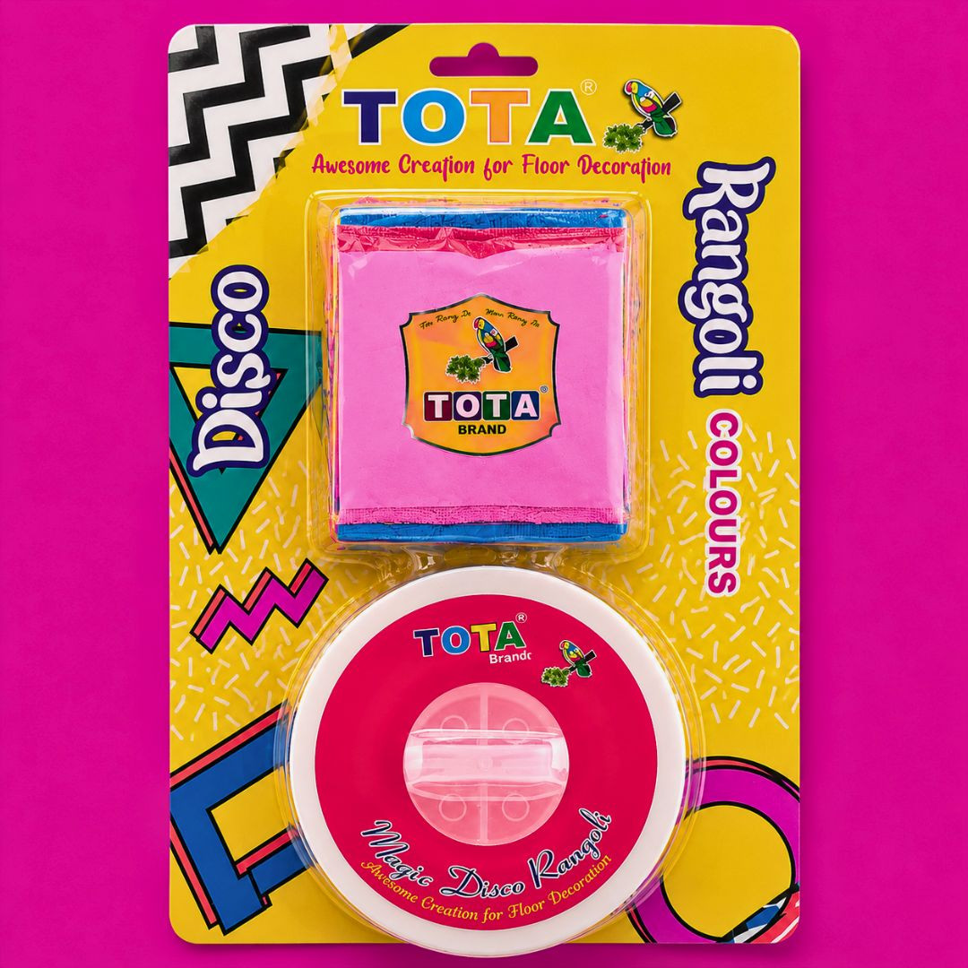 TOTA Magic Rangoli Maker for Navratri Pongal Diwali Pooja Mandir Design Rangoli Powder Colours with 4 Assorted Rangoli Colour Powder, 1 Rangoli Stencil and 1 Magic Rangoli Maker