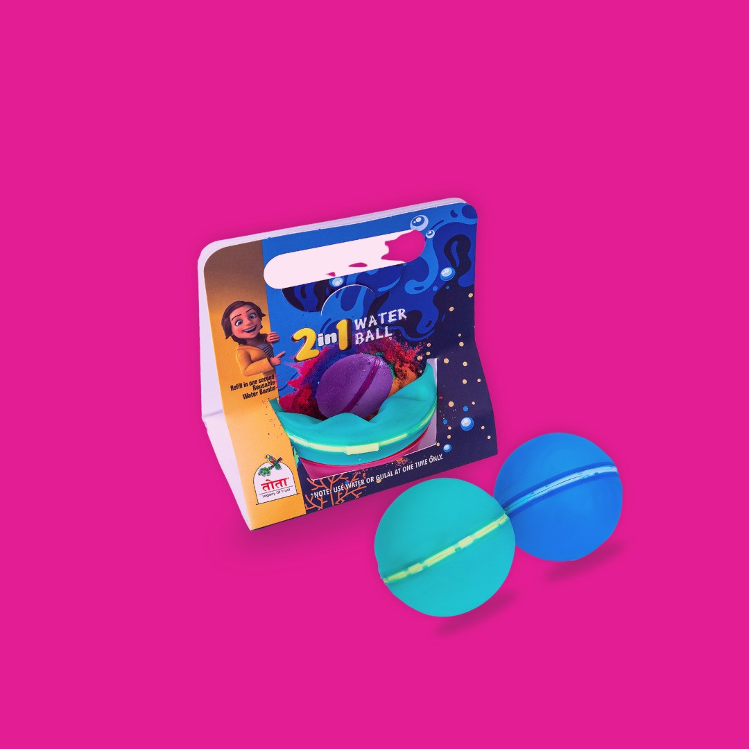 TOTA Water Ball 2-in-1 – Pack of 2 | Reusable Water & Gulal Ball for Holi