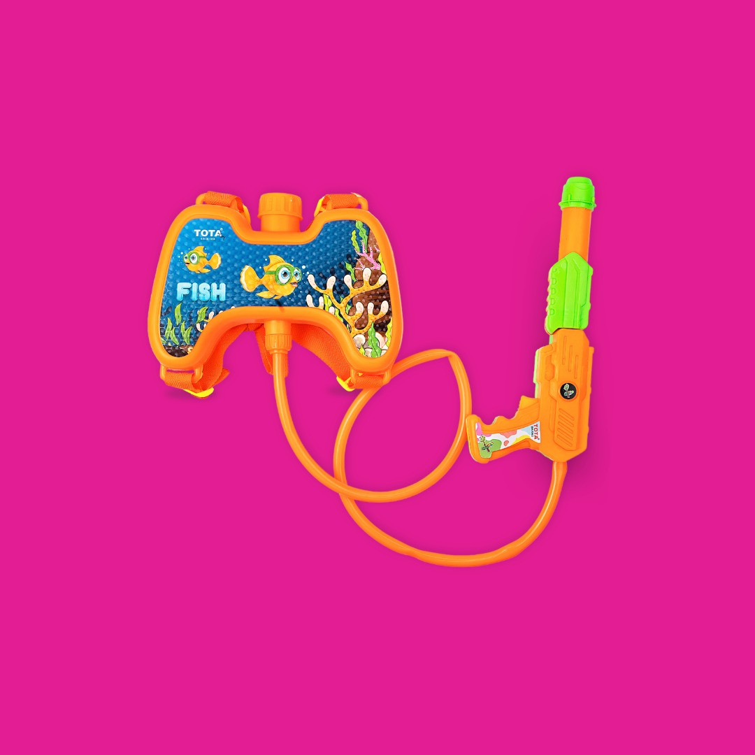 TOTA Video Game Backpack Pichkari | 1.5L Water Tank | 10m Pressure Holi Water Gun for Kids
