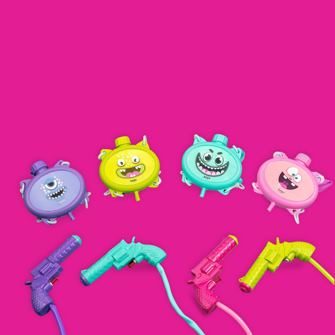 TOTA Multicolour Backpack Pichkari | 1L Water Tank | Pump Pressure Holi Water Gun for Kids