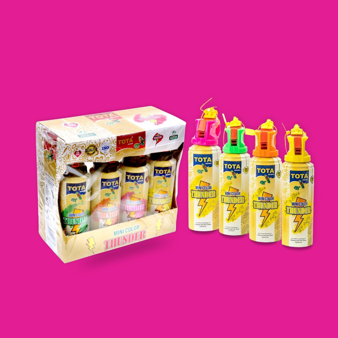 TOTA Mini Color Thunder – Pack of 4 | Multicolour Gulal Spray | Holi Colour Cloud