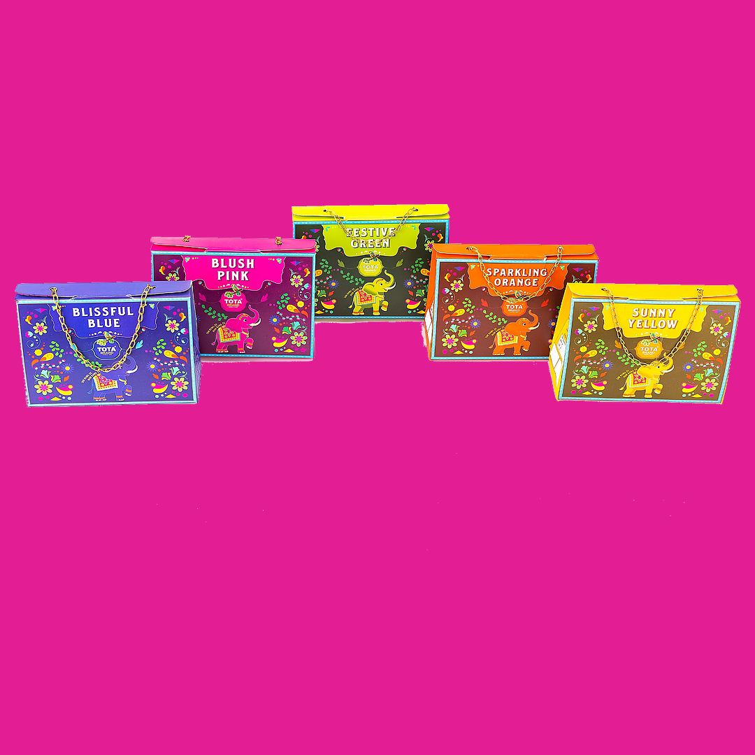 TOTA Fiesta Gulal Gift Pack | Organic & Herbal Holi Colours | Pack of 5 Shades