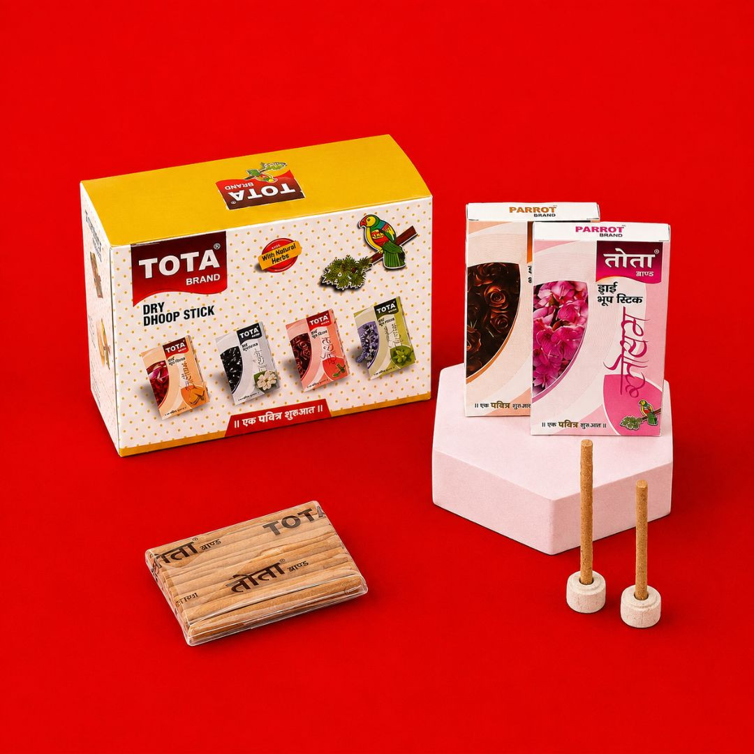 TOTA Dhoop Batti Stick Mix Fragrance – Combo Pack for Worship (12 Dibbi x 1 Box)