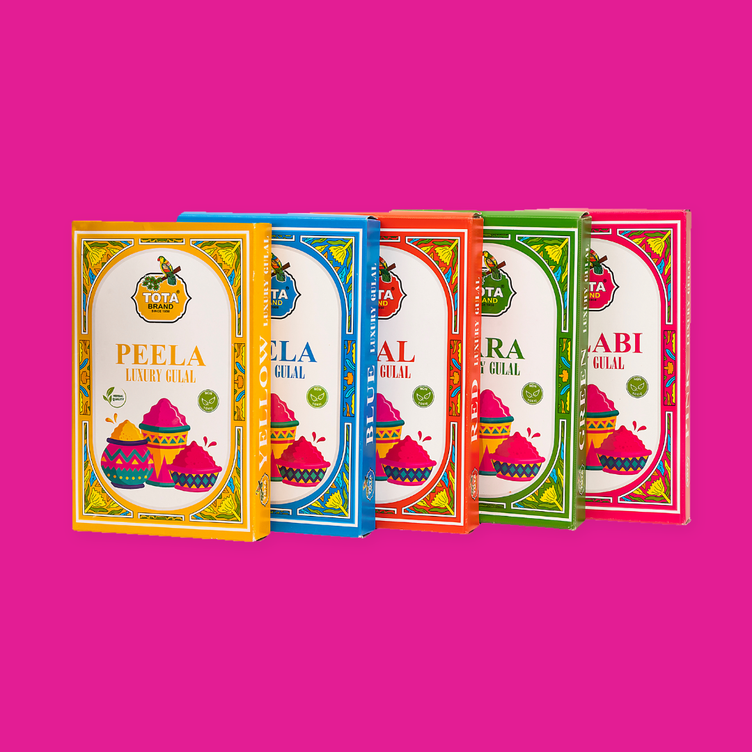 TOTA Premium Luxury Herbal Gulal Gift Pack | Natural Holi Colours | 100g × 5 Pouches