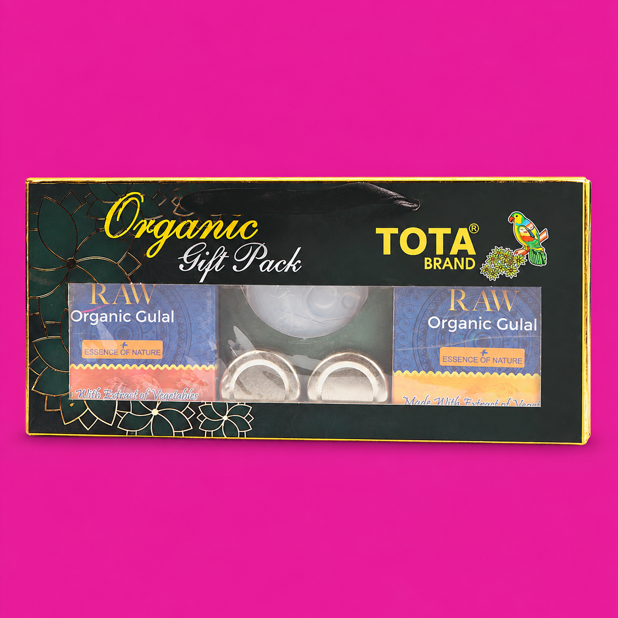 TOTA Organic Herbal Gulal Gift Pack | 4 Holi Colours – Pink, Red, Green & Yellow | 80g × 4