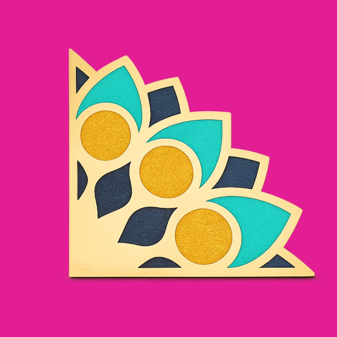 TOTA Rangoli Stencil Corner - Set of 1 Corner MDF Stencils | 12x12 inch | Reusable 3D Rangoli for Diwali Home Decoration Navratri Pongal Onam Puja