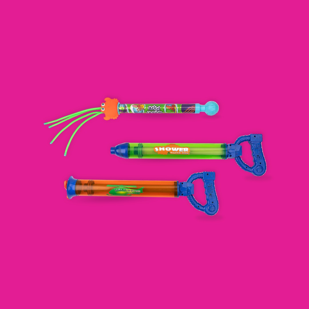 TOTA Kung-Fu Pipe Pichkari – Pack of 3 | Fan, Shower & Zig-Zag Water Pipes for Holi