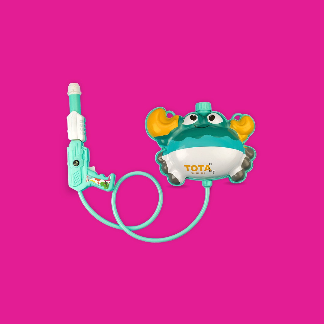 TOTA 3D Crab Tank Backpack Pichkari | 1.5L Pressure Water Gun | 10m Range for Holi