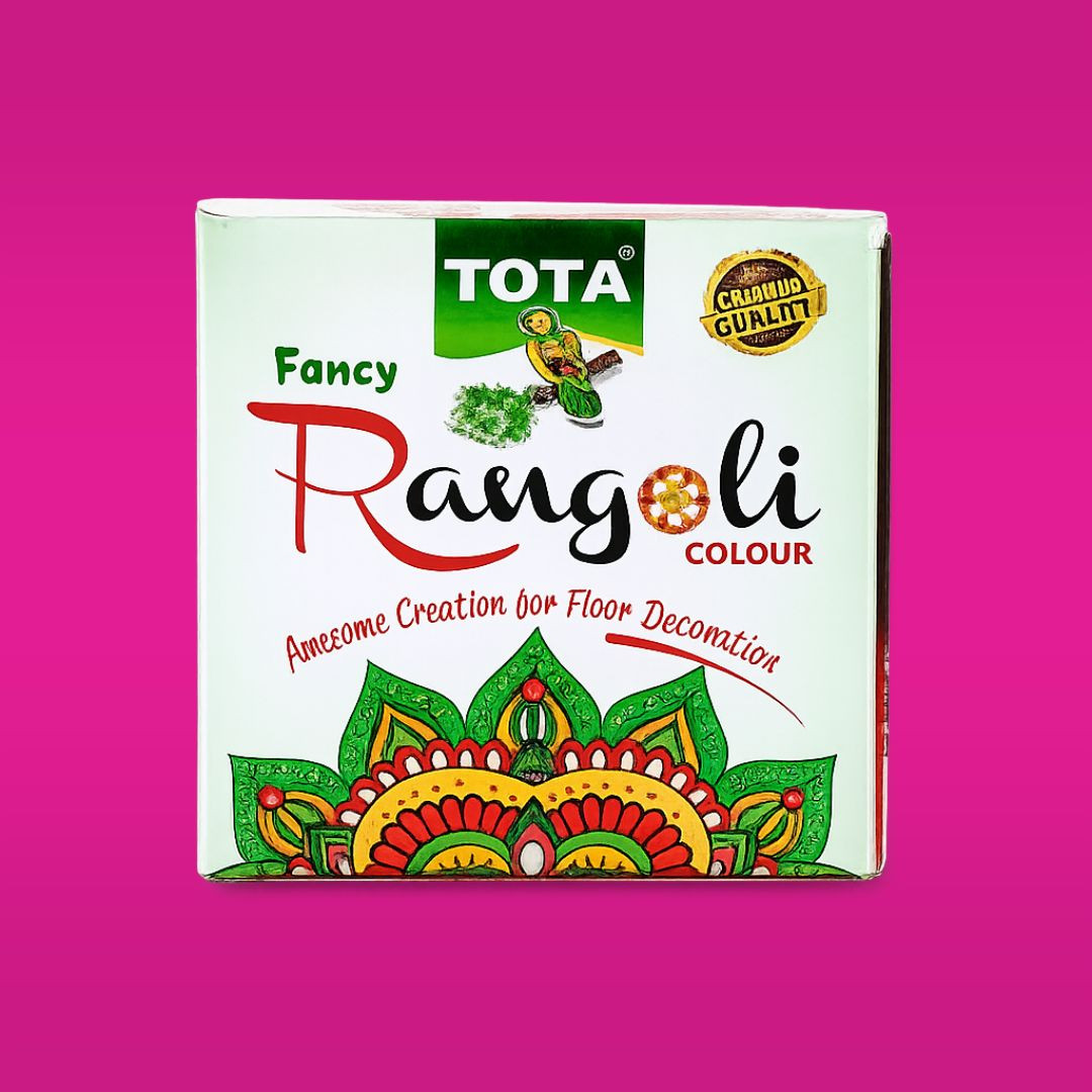TOTA Rangoli Colors Powder Kit – Set of 10 Vibrant Rangoli Colours with Free Swastik Stencil