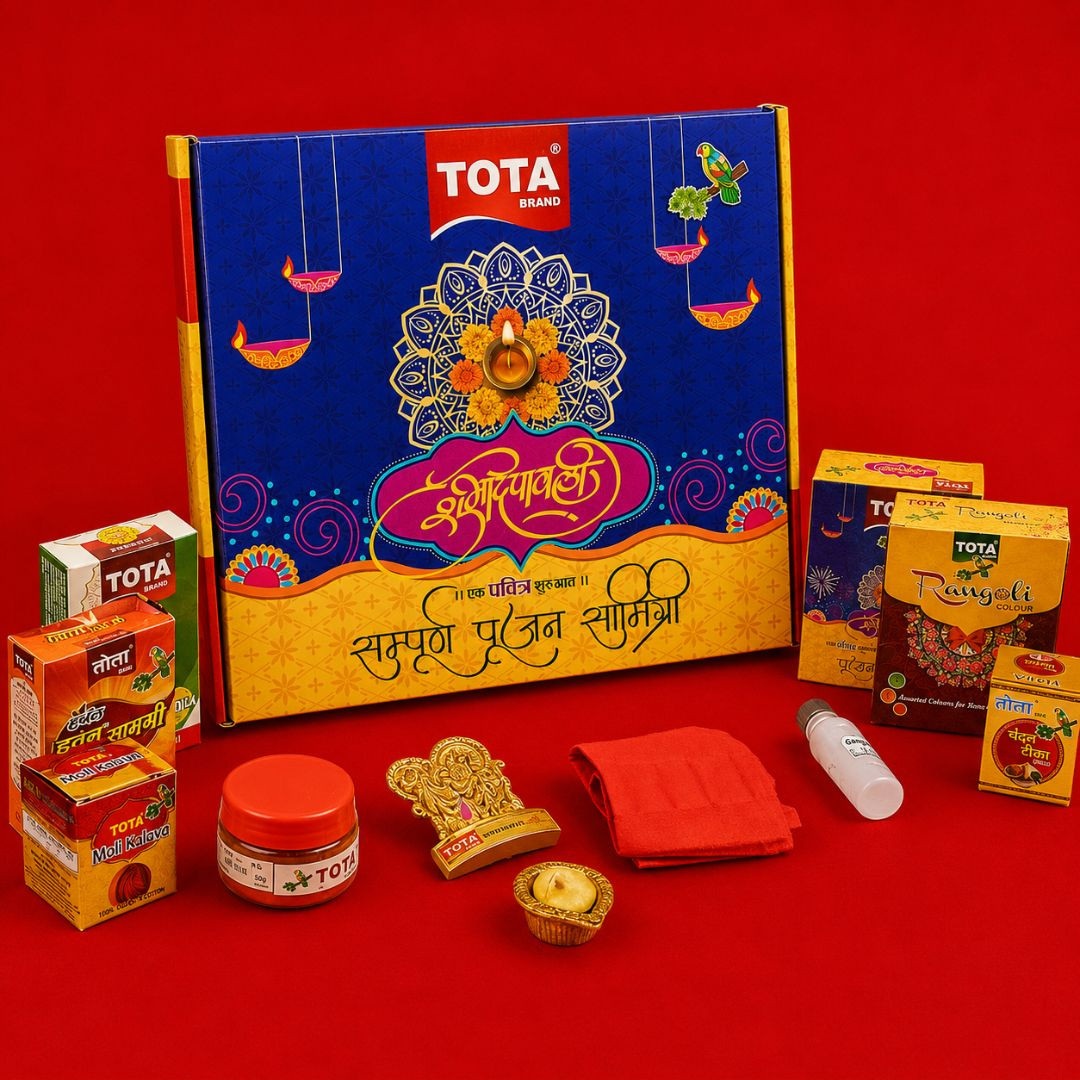 TOTA Diwali Gold Pooja Kit – Complete Diwali Worship Essentials with 31 Sacred Items