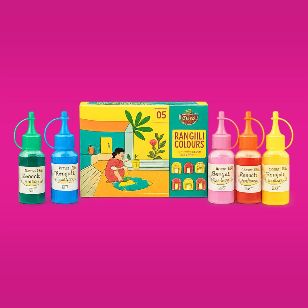TOTA 5 Rangoli Colour Powder Bottles – Diwali Decoration & Floor Rangoli Art Colours