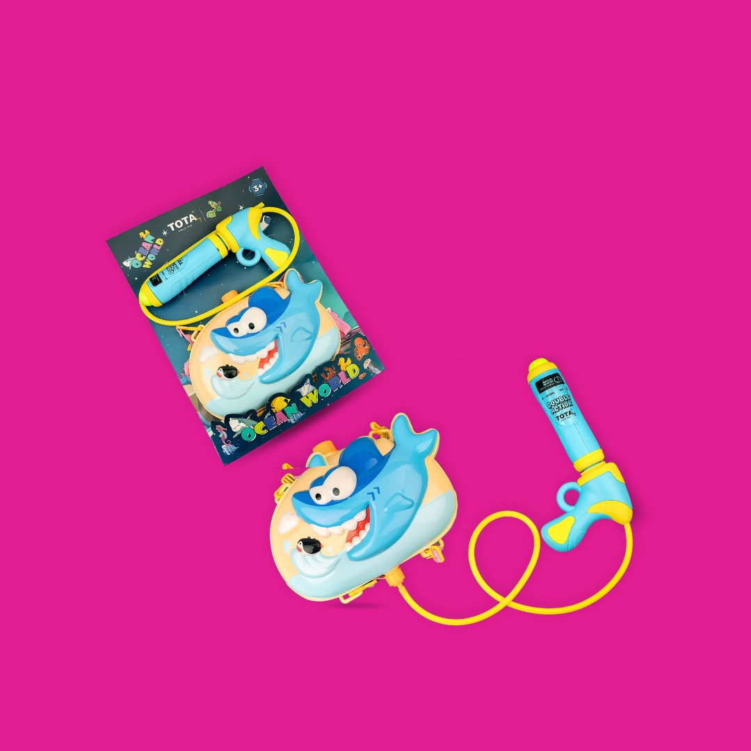 TOTA Shark Attack Water Tank Pichkari | Pressure Water Gun for Kids | Holi Water Toy