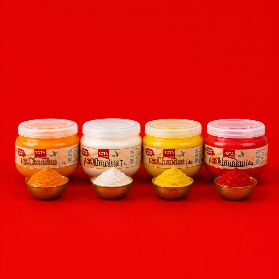 TOTA Chandan Tilak – Pure Sandalwood Tilak for Pooja (Red, White, Yellow, Kesari) Pack of 4,100g