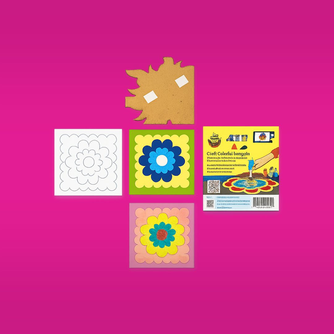 TOTA DIY Wall Hanging Rangoli Stencils – 6X6inch Set of 3 MDF Rangoli Colour Stencils