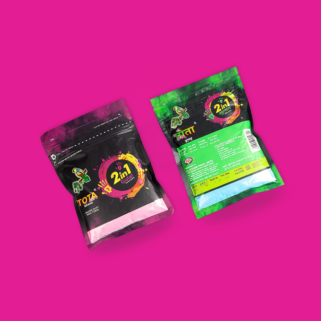 TOTA 2-in-1 Gulal Colour Powder – Double Shades in One Pack | Holi Colours