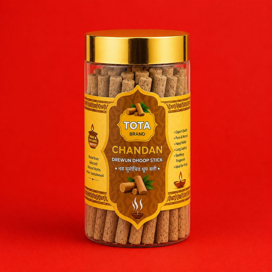TOTA Premium Chandan Dhoop Sticks – Natural Sandalwood Incense for Pooja & Spiritual Use