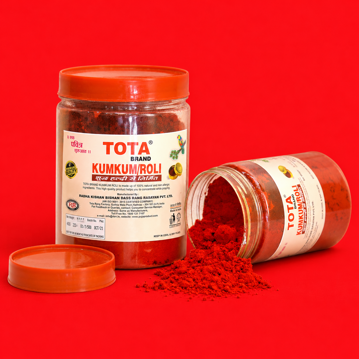 TOTA Pure Haldi Kumkum Roli – 100% Natural Haldi & Kumkum for Pooja & Tilak (400g)